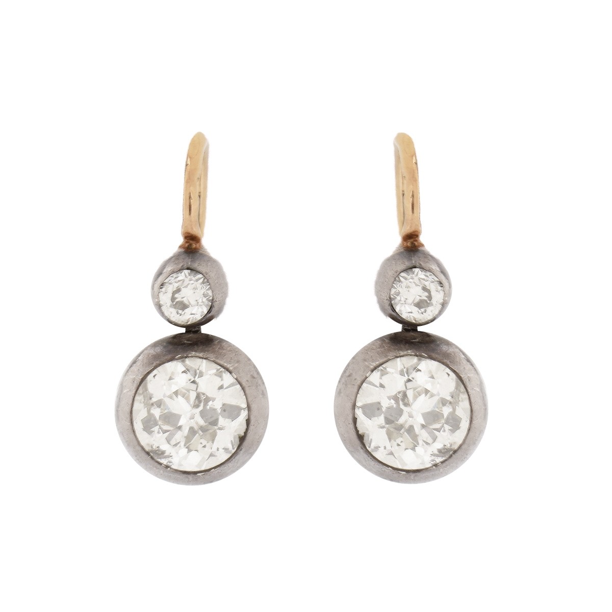 Antique Diamond, Silver and 10K Earrings