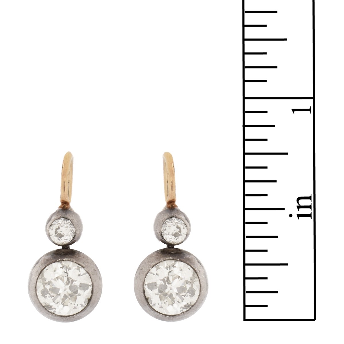 Antique Diamond, Silver and 10K Earrings