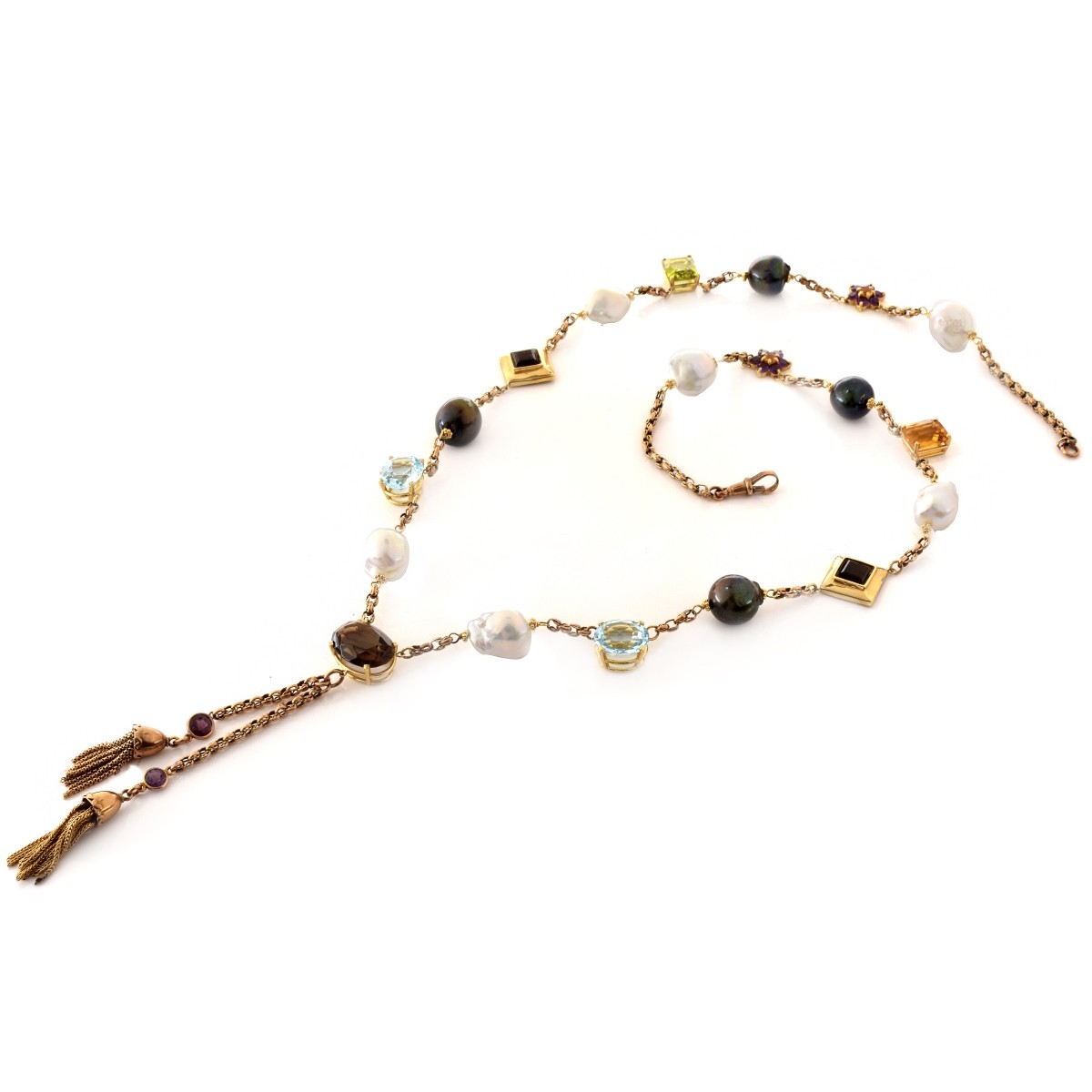 Gemstone, Pearl and 14K Necklace