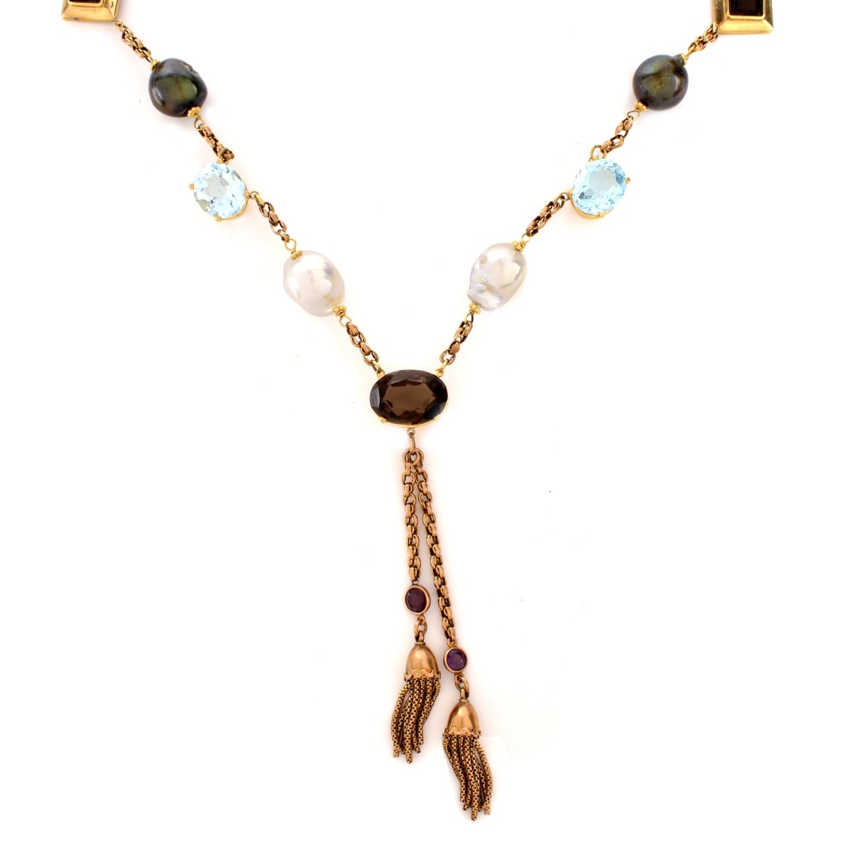 Gemstone, Pearl and 14K Necklace