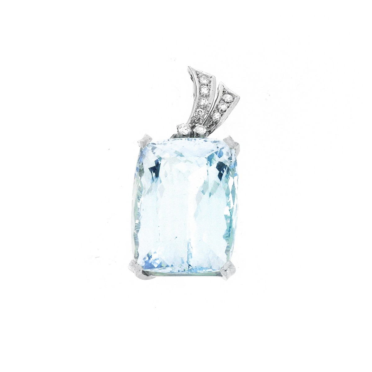 Aquamarine, Diamond and 18K Pendant