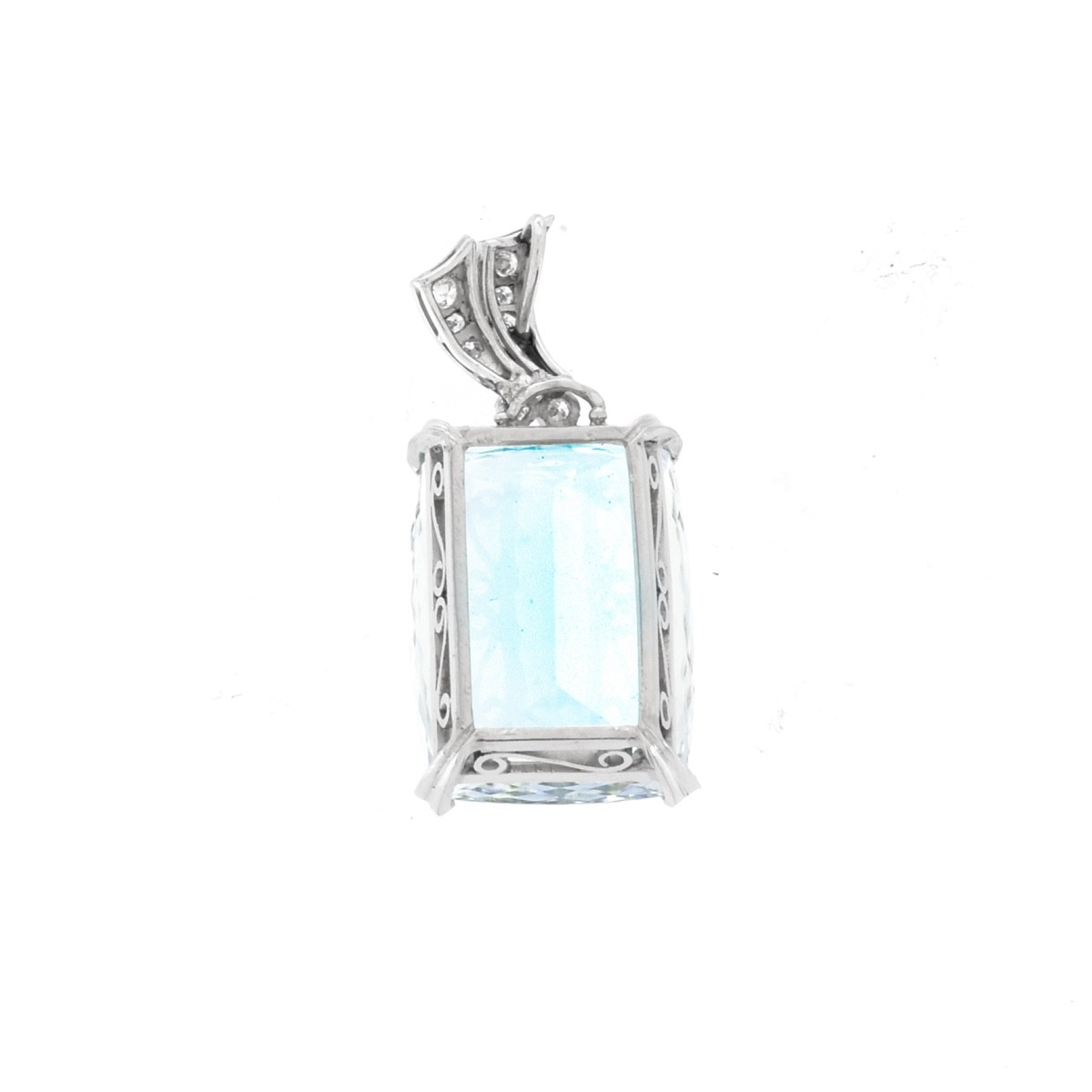 Aquamarine, Diamond and 18K Pendant