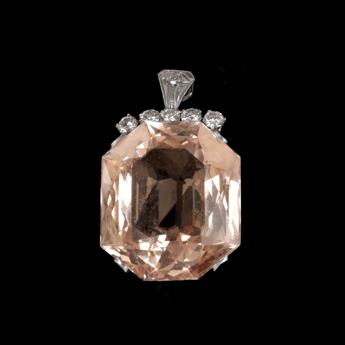 Morganite, Diamond and Platinum Pendant