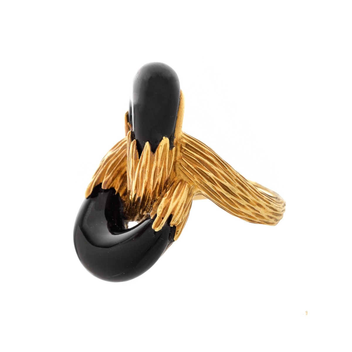 Vintage Onyx and 18K Knot Ring