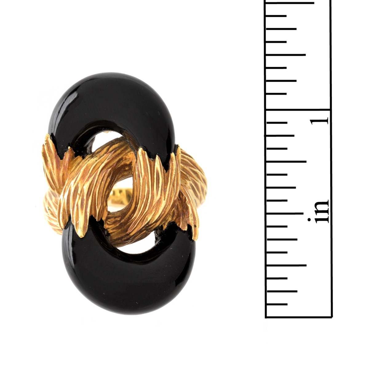 Vintage Onyx and 18K Knot Ring