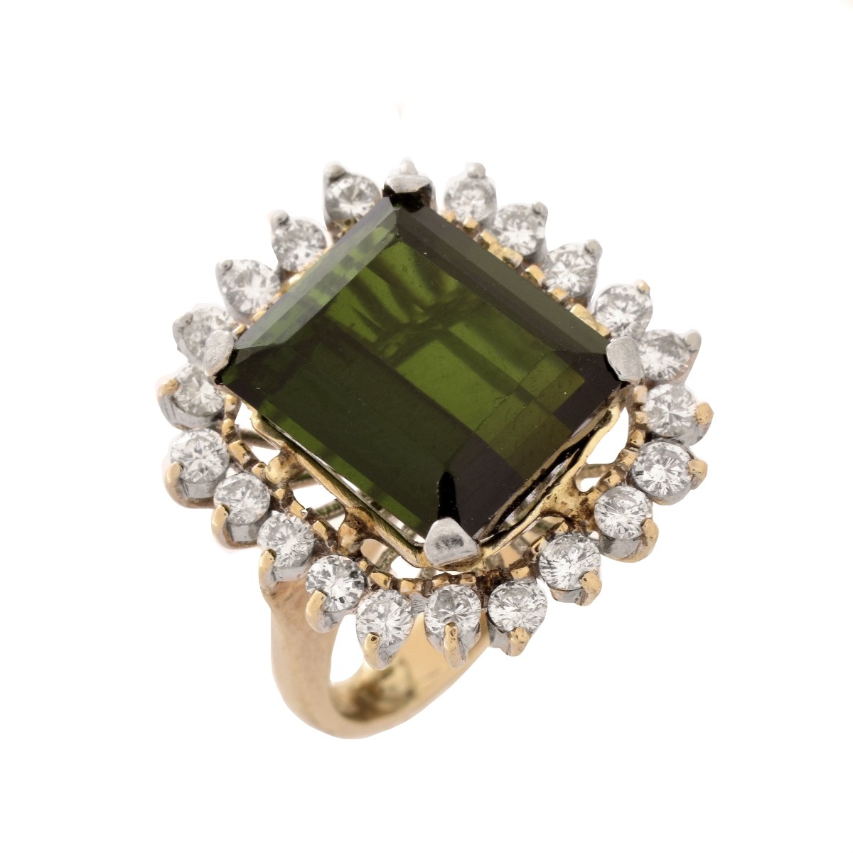 Tourmaline, Diamond and 18K Ring