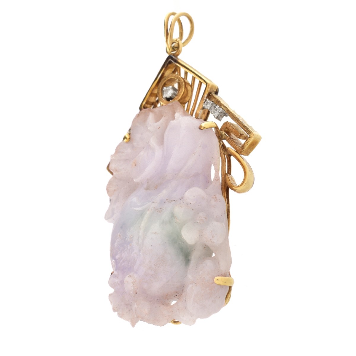 Lavender Jade, Diamond and 14K Pendant