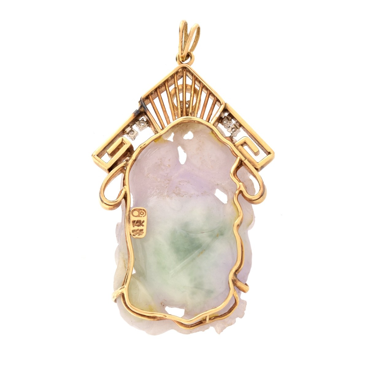 Lavender Jade, Diamond and 14K Pendant