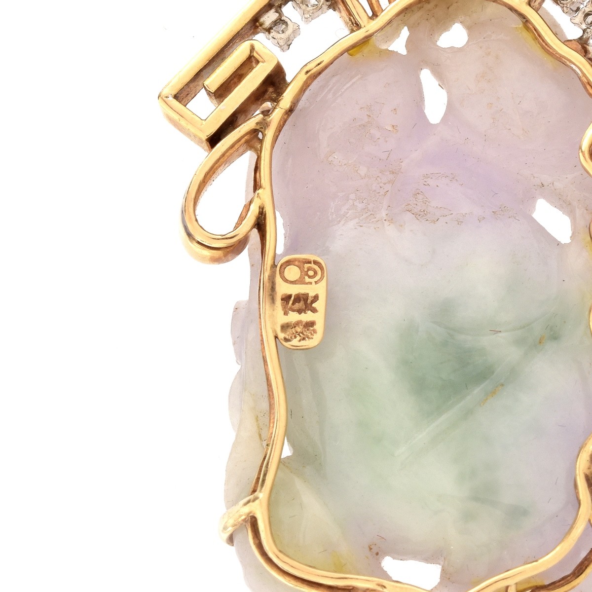 Lavender Jade, Diamond and 14K Pendant