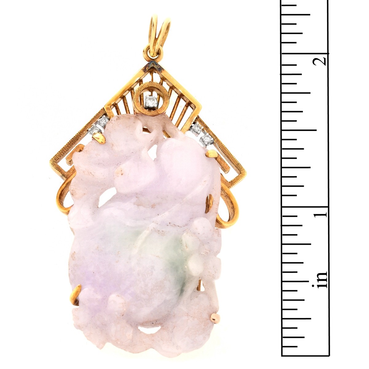 Lavender Jade, Diamond and 14K Pendant