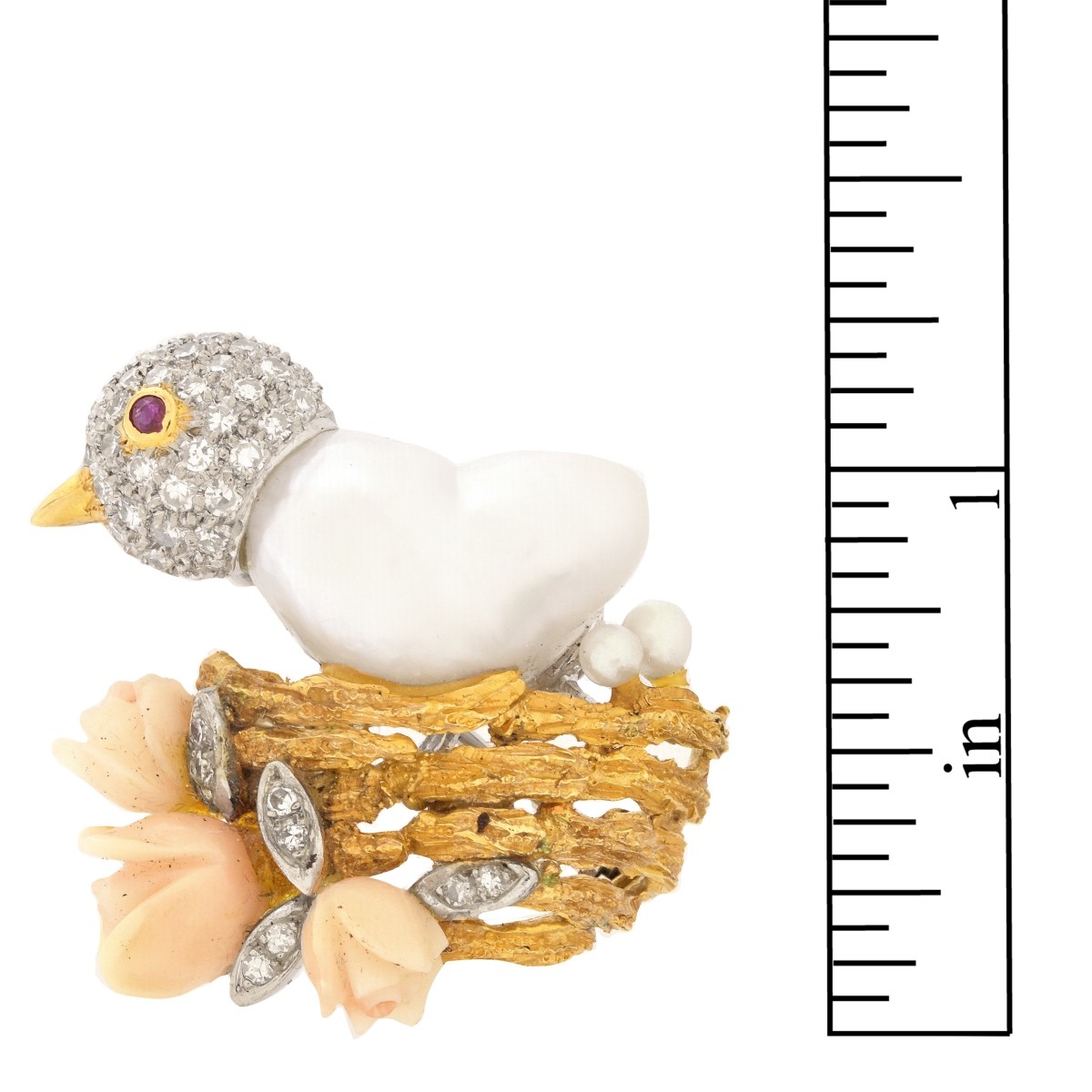 Vintage 18K Bird Brooch