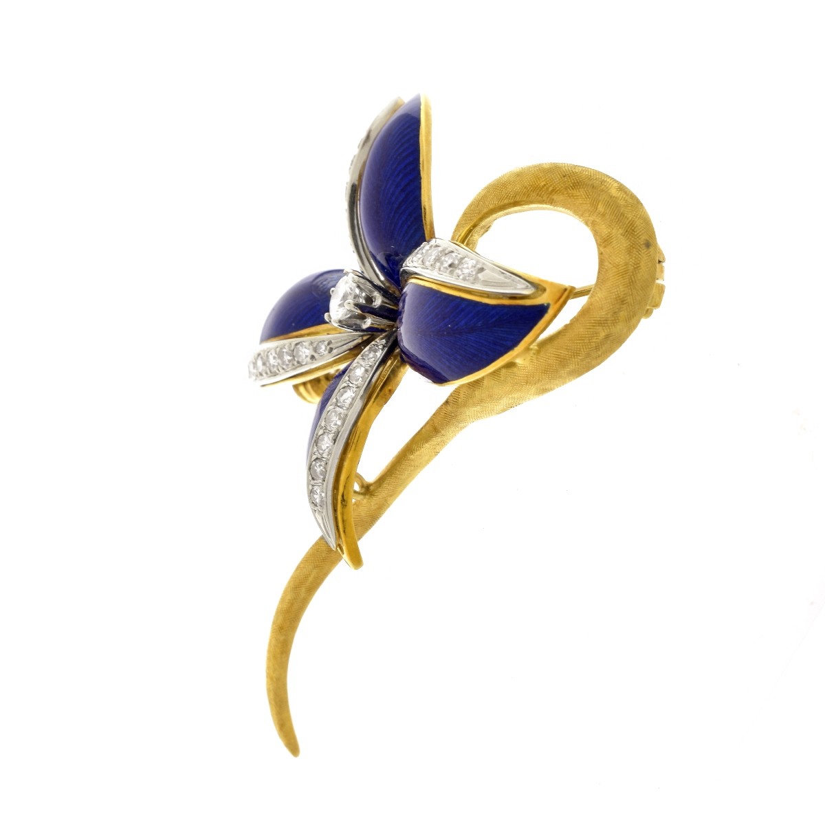 Diamond, 18K and Enamel Brooch