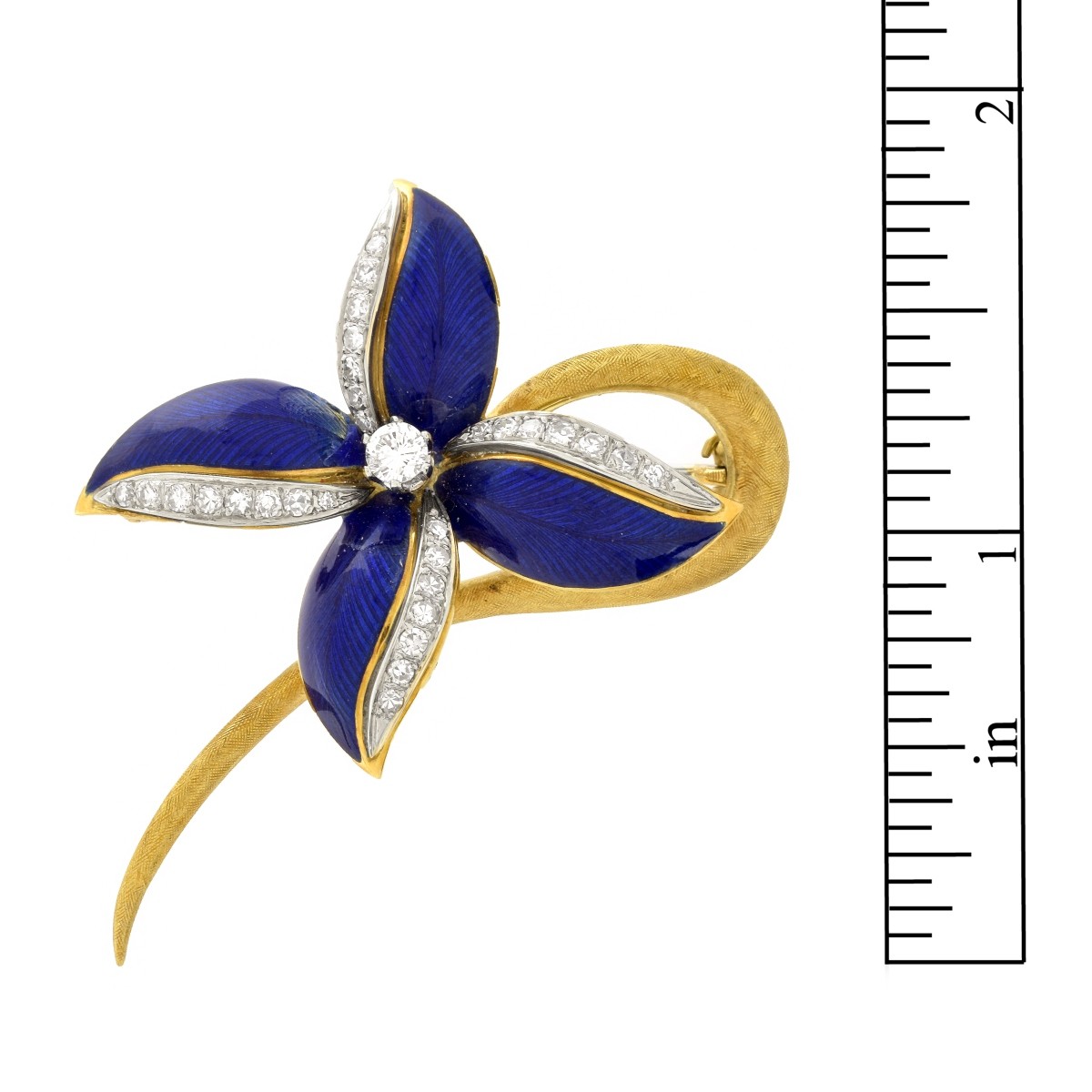 Diamond, 18K and Enamel Brooch