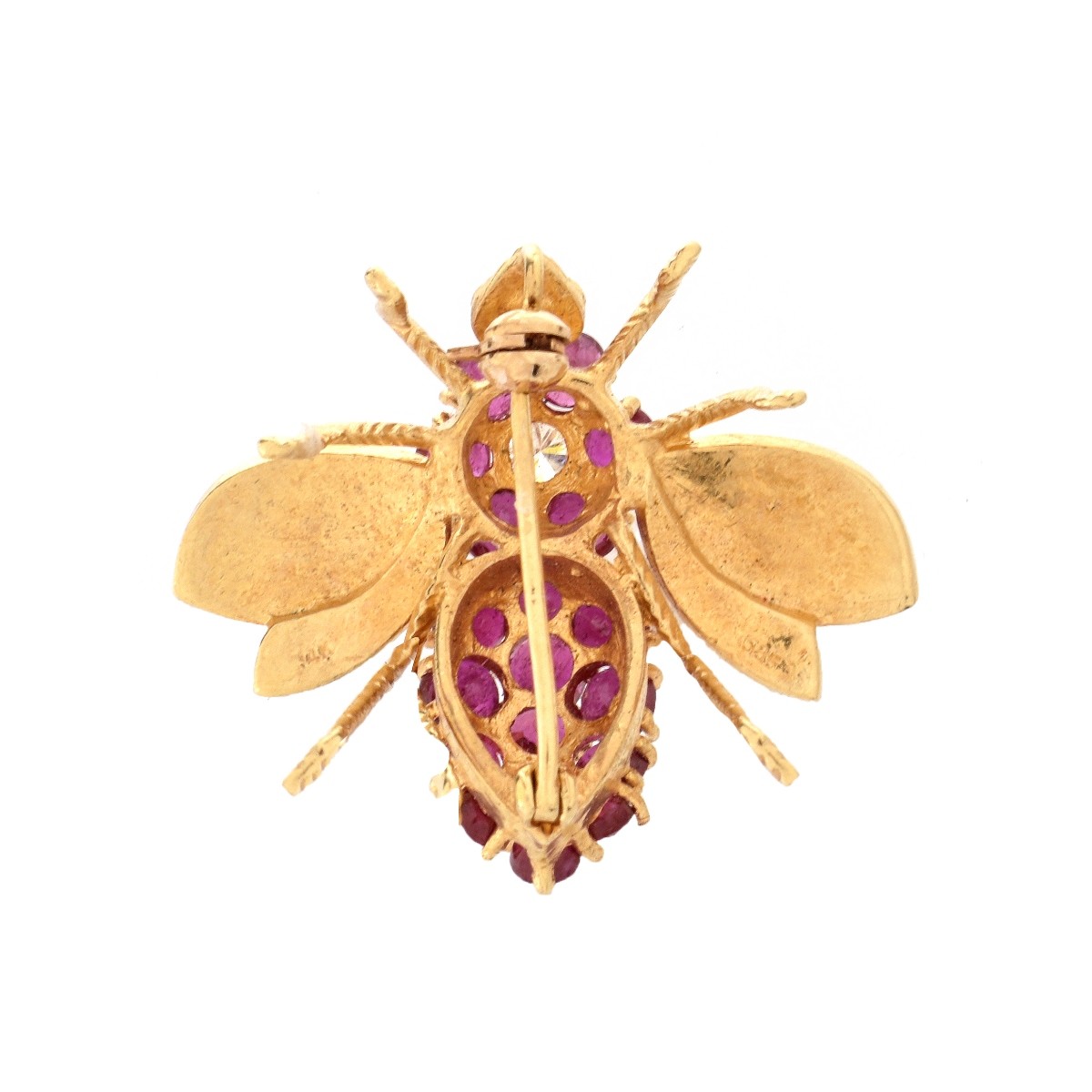 Burma Ruby and 14K Bee Pin