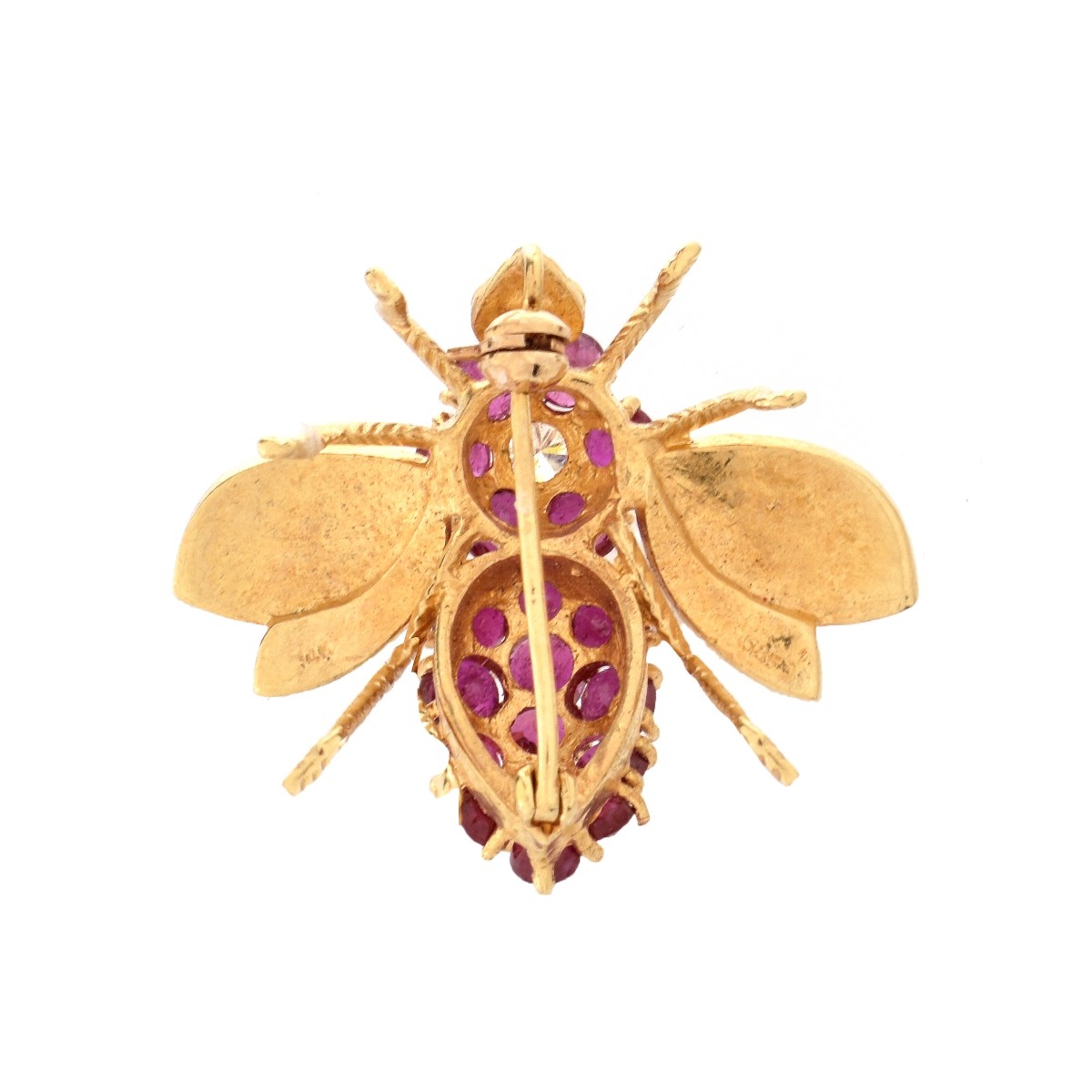 Burma Ruby and 14K Bee Pin