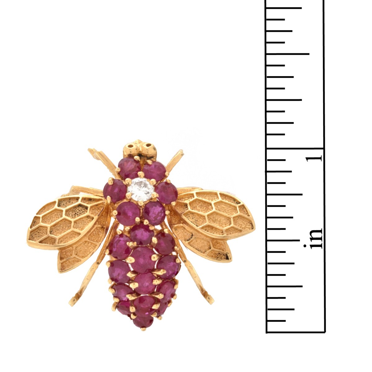 Burma Ruby and 14K Bee Pin