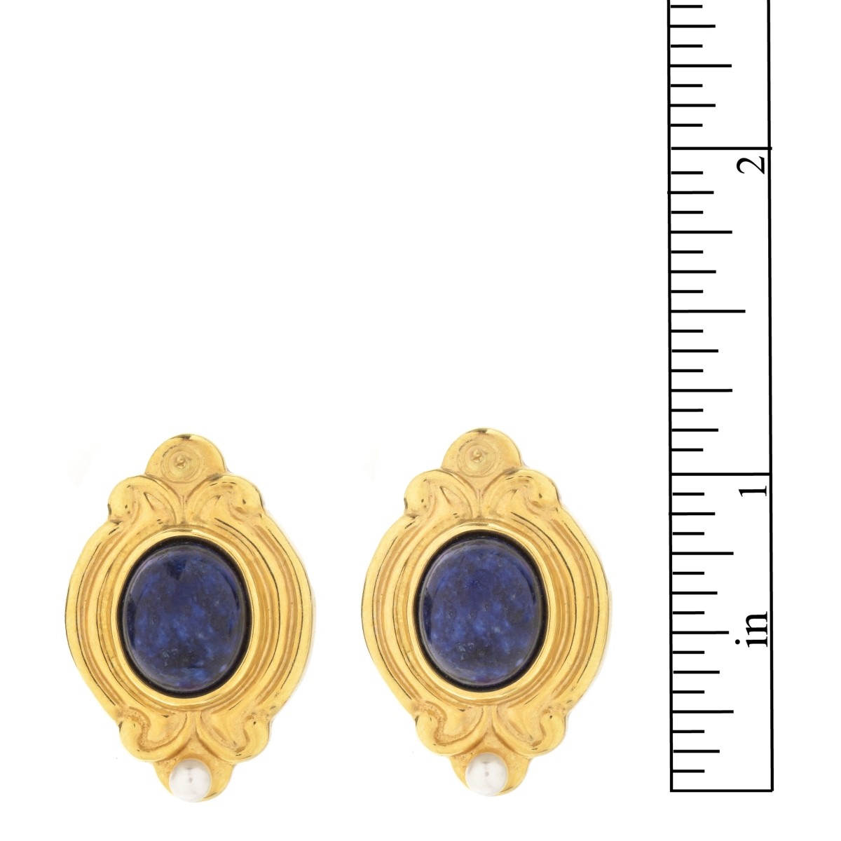 Lapis, Pearl and 14K Earrings