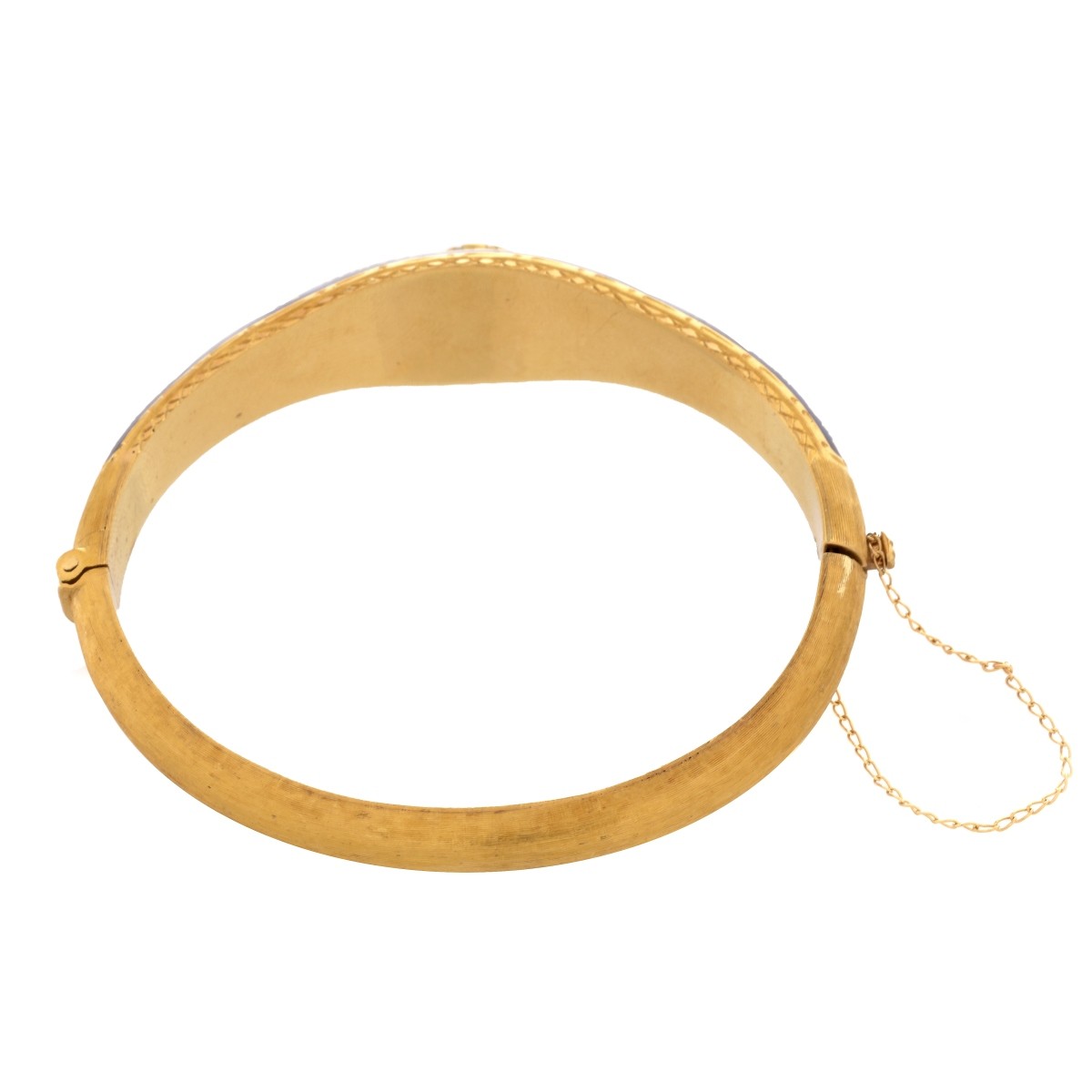 Diamond, Enamel and 14K Bangle Bracelet