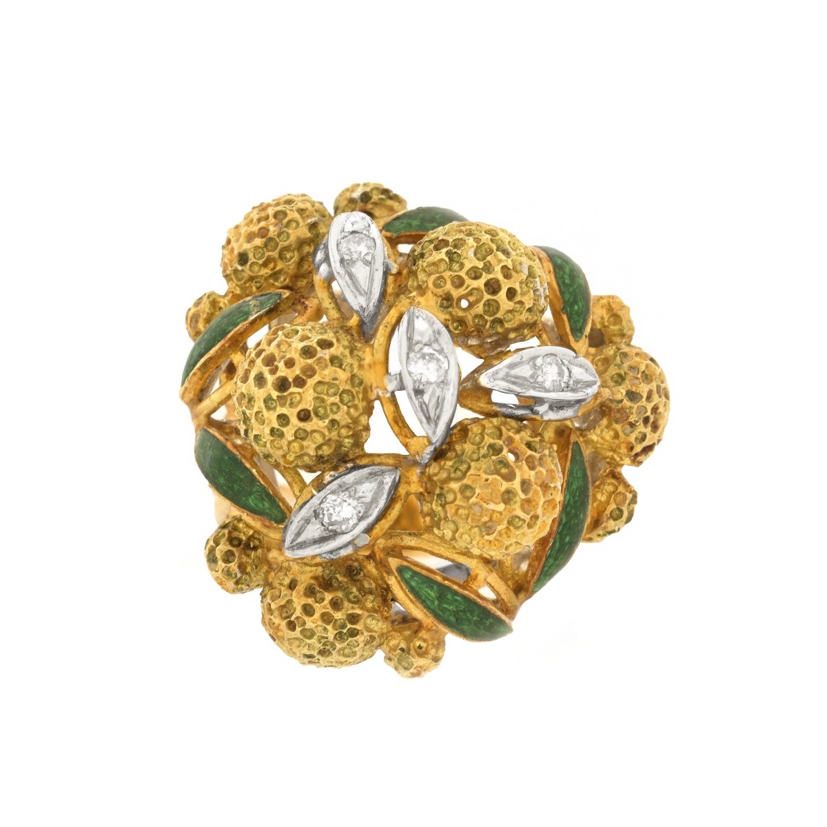 18K, Diamond and Enamel Ring
