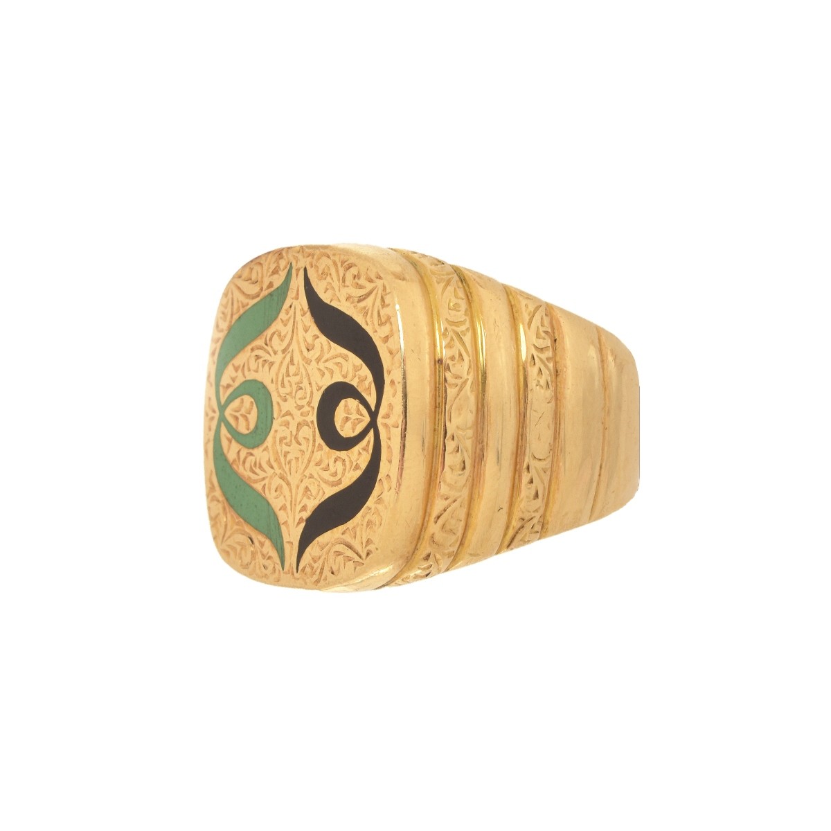 Man's 18K and Enamel Ring