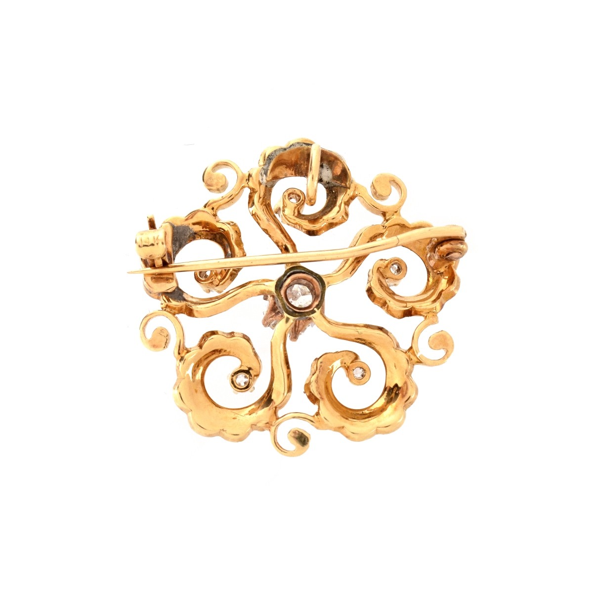 Antique 14K, Diamond, Pearl Pin/Pendant