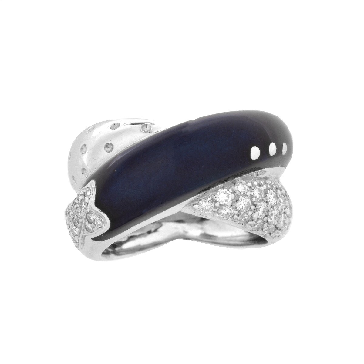 Diamond, Enamel and 18K Ring