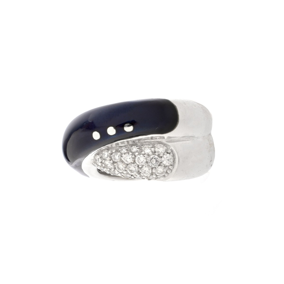 Diamond, Enamel and 18K Ring