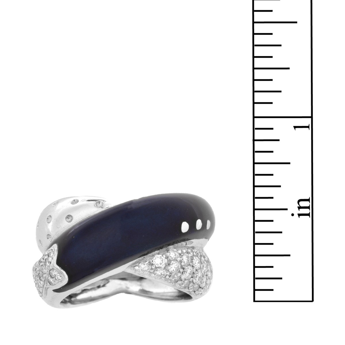 Diamond, Enamel and 18K Ring