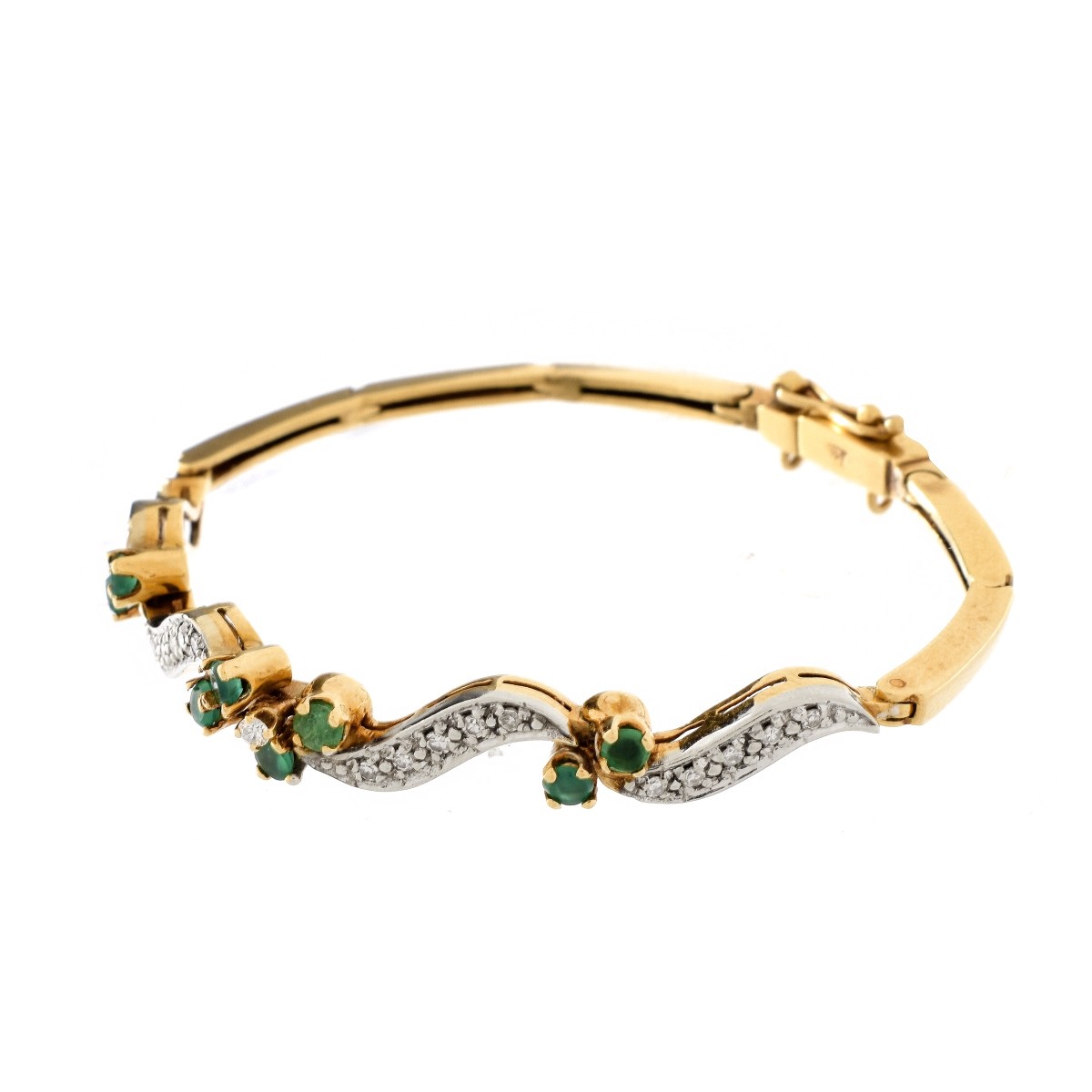 14K Diamond, Emerald Bracelet