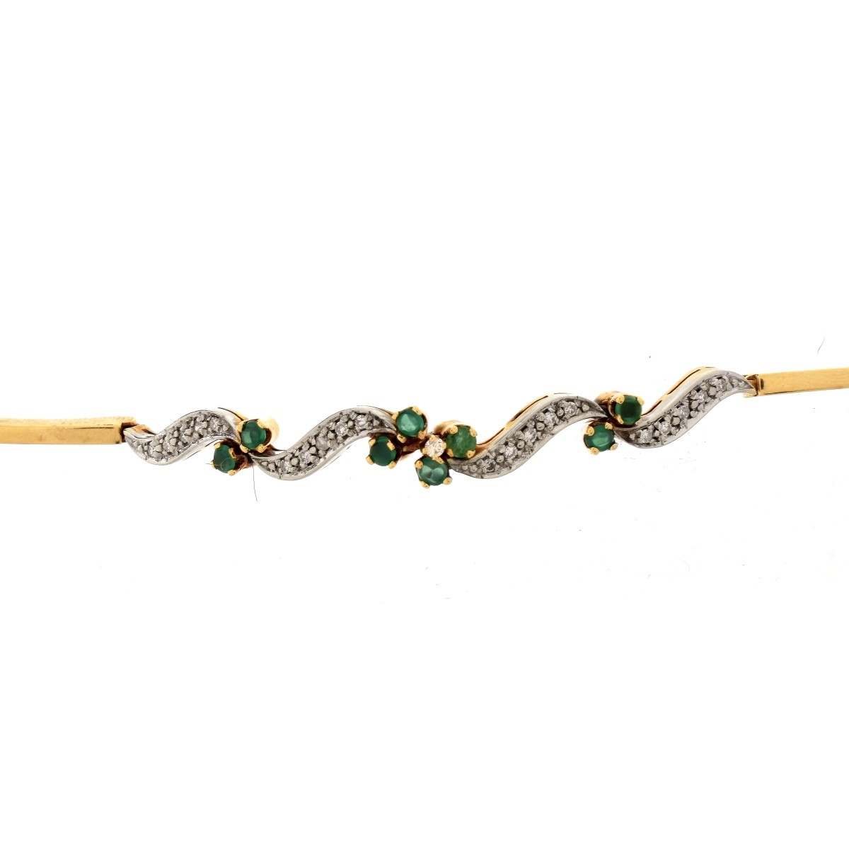 14K Diamond, Emerald Bracelet