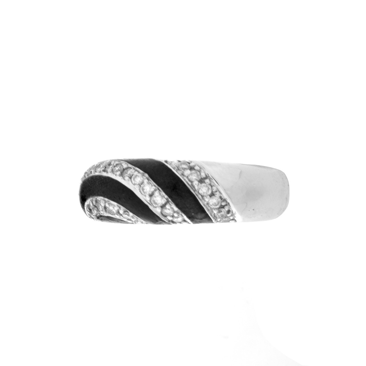 Diamond, Enamel and 18K Ring