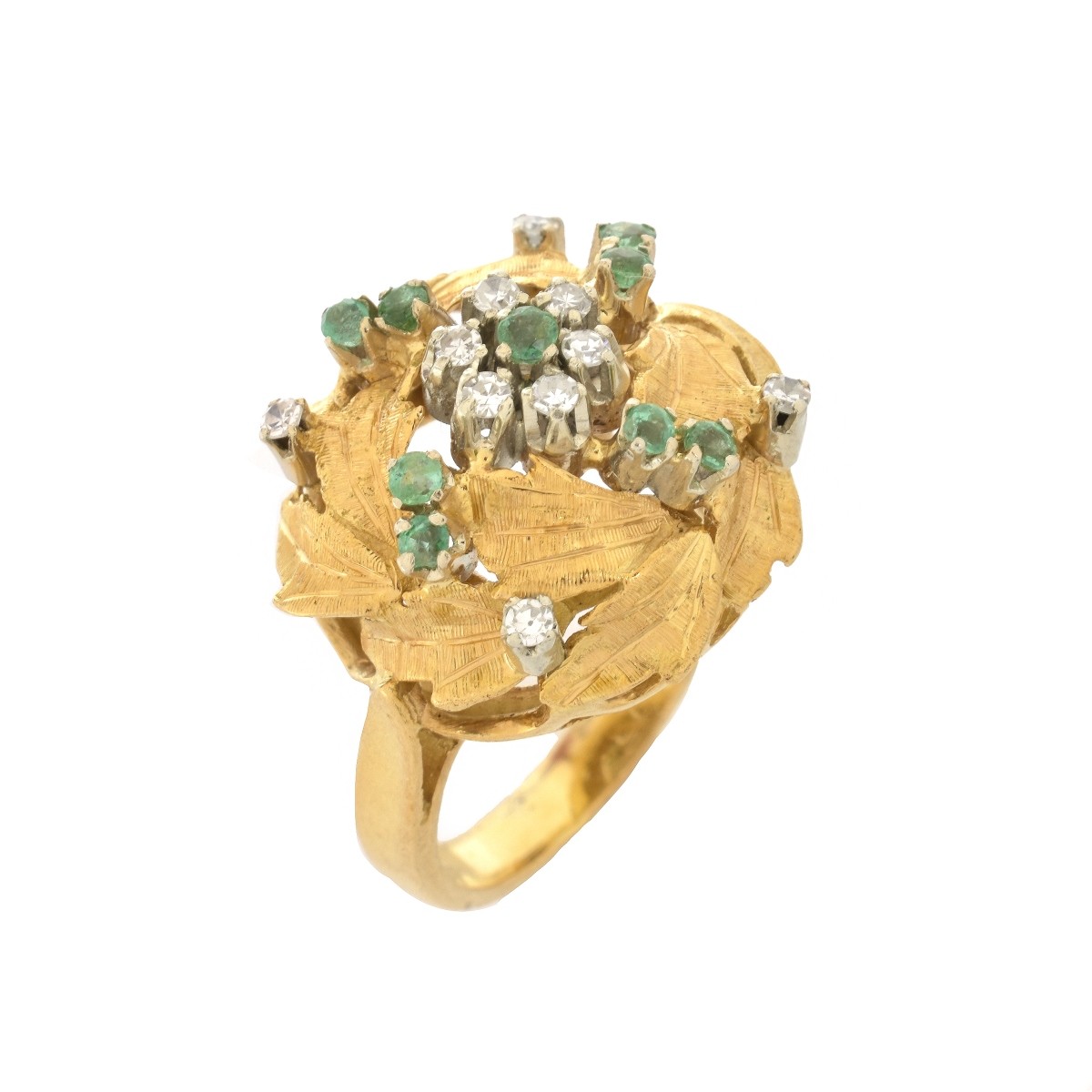 Diamond, Emerald and 18K Ring