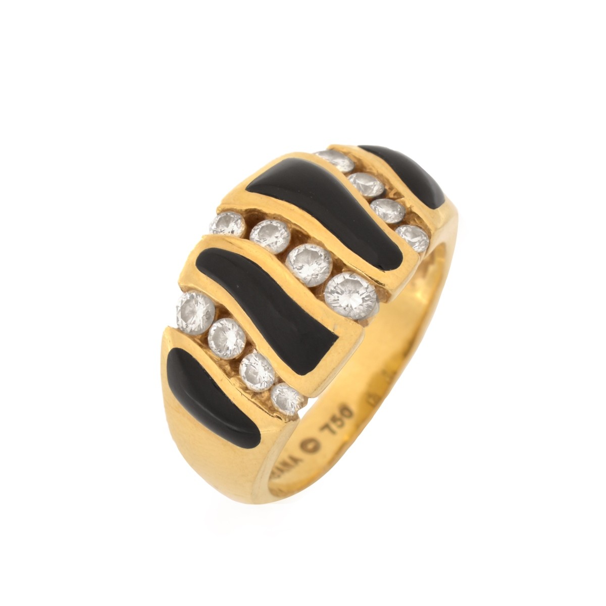 Diamond, Onyx and 18K Ring