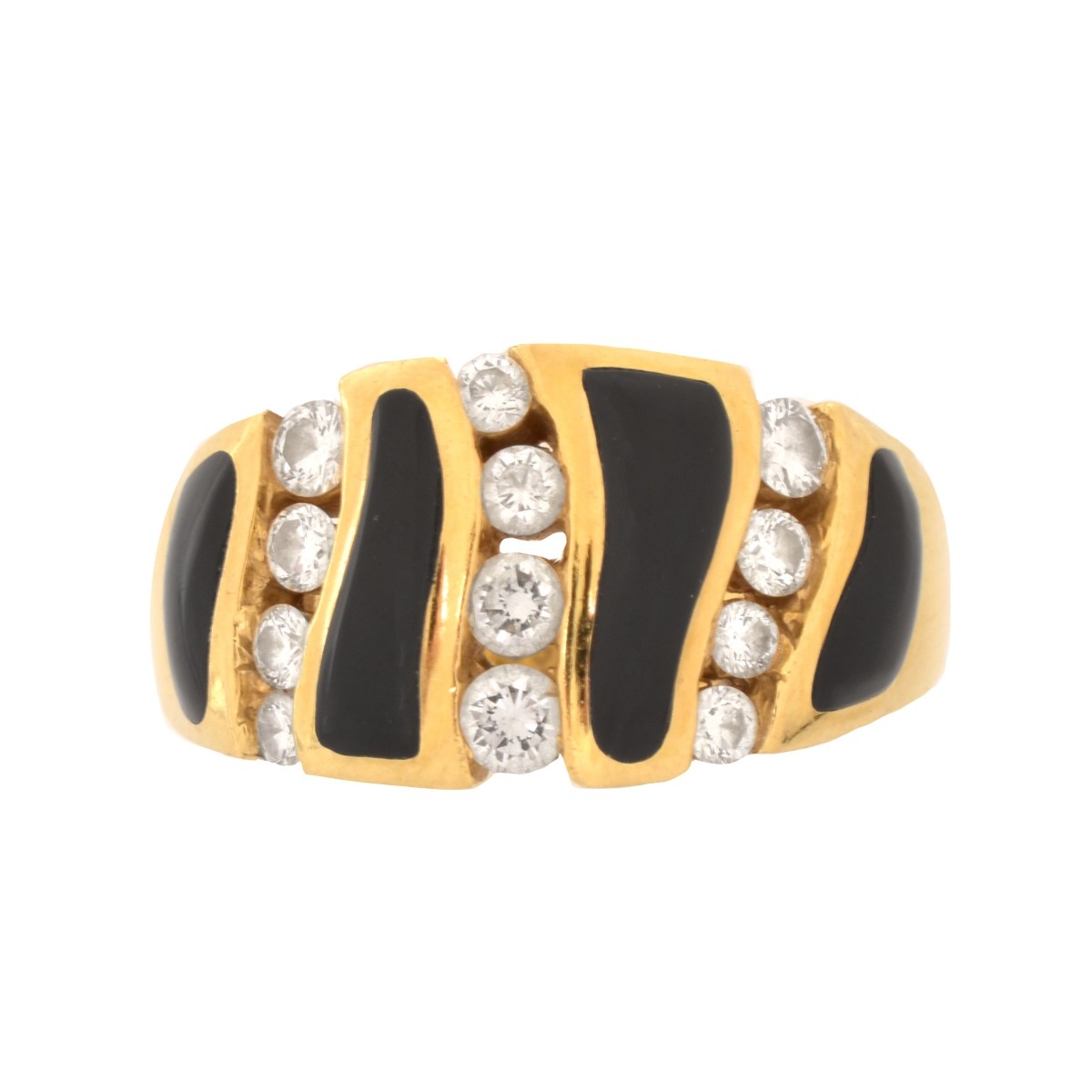 Diamond, Onyx and 18K Ring