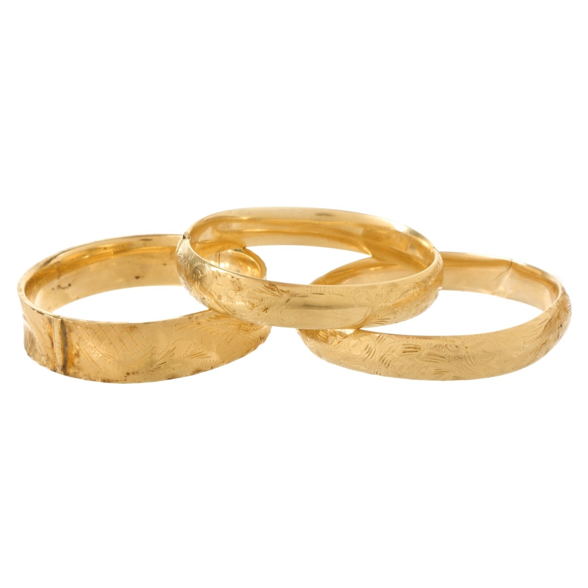 Three 14K Bangle Bracelets