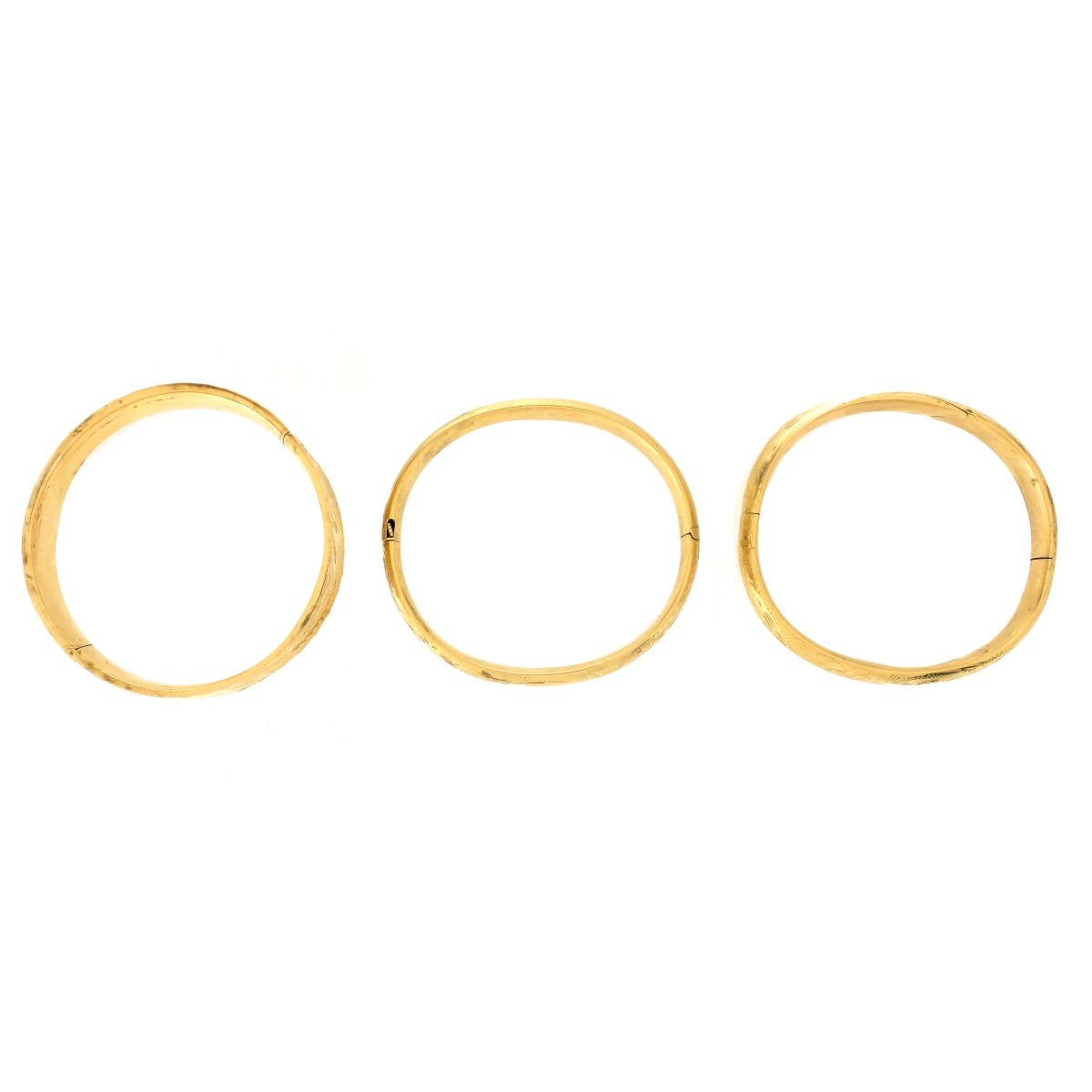 Three 14K Bangle Bracelets