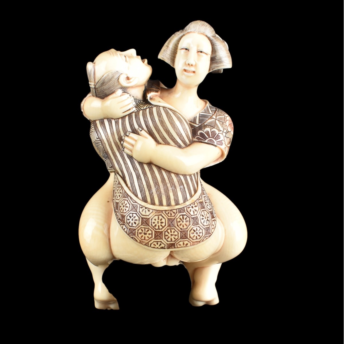 Mid 20C Asian Carved Ivory Erotic Figurine