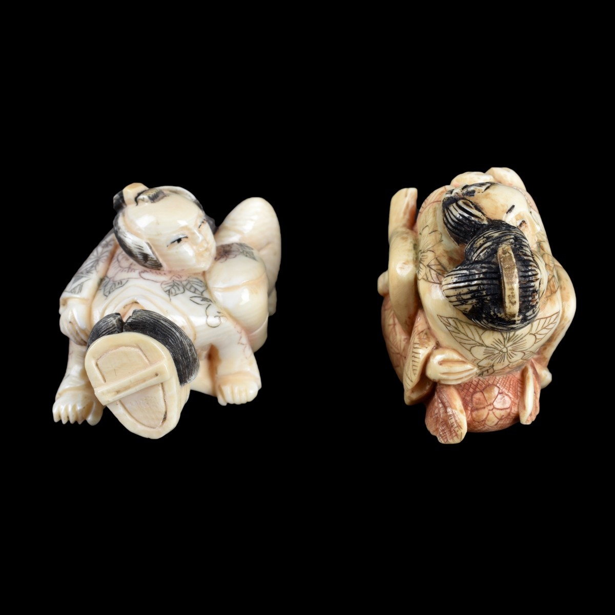 Two Mid 20C Asian Carved Ivory Erotic Figurines