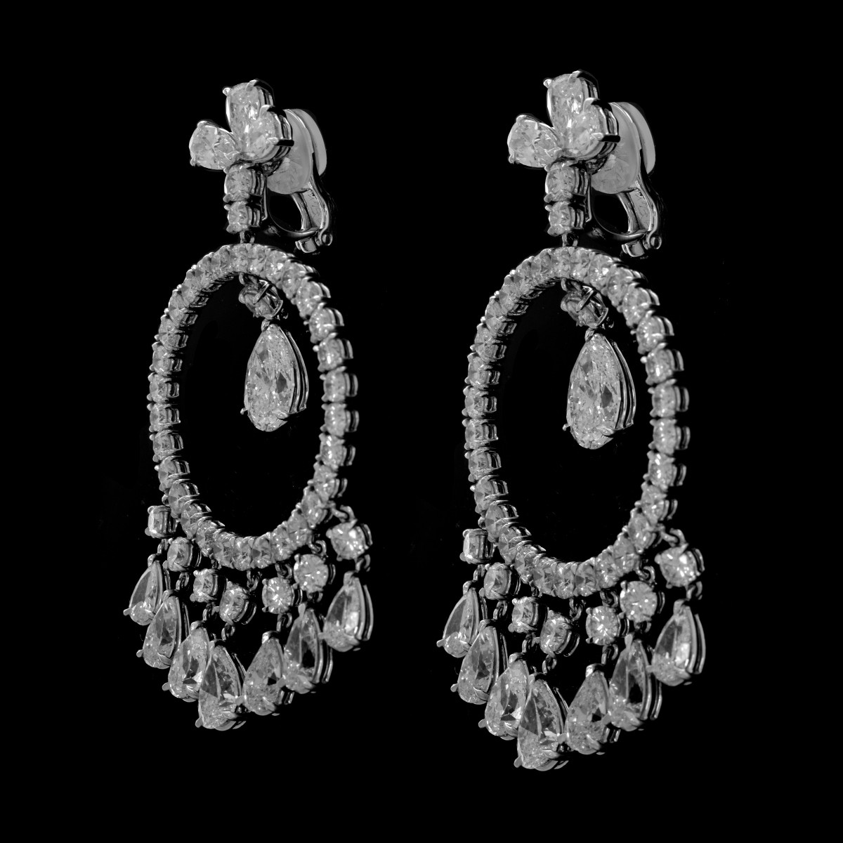 36.0ct TW Diamond and Platinum Earrings