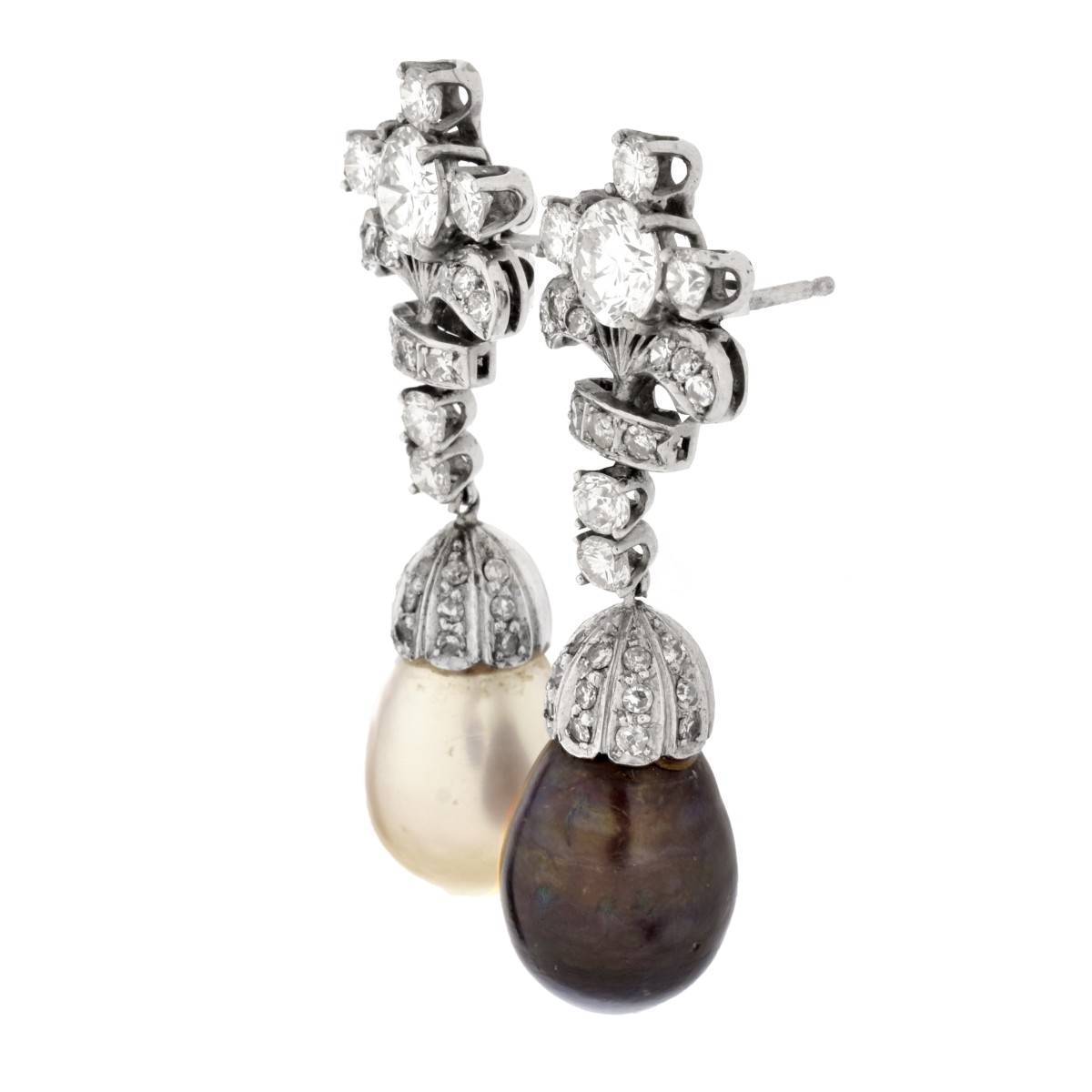 Pearl, Diamond and 18K Gold Earrings