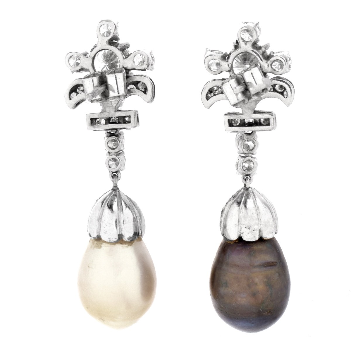 Pearl, Diamond and 18K Gold Earrings