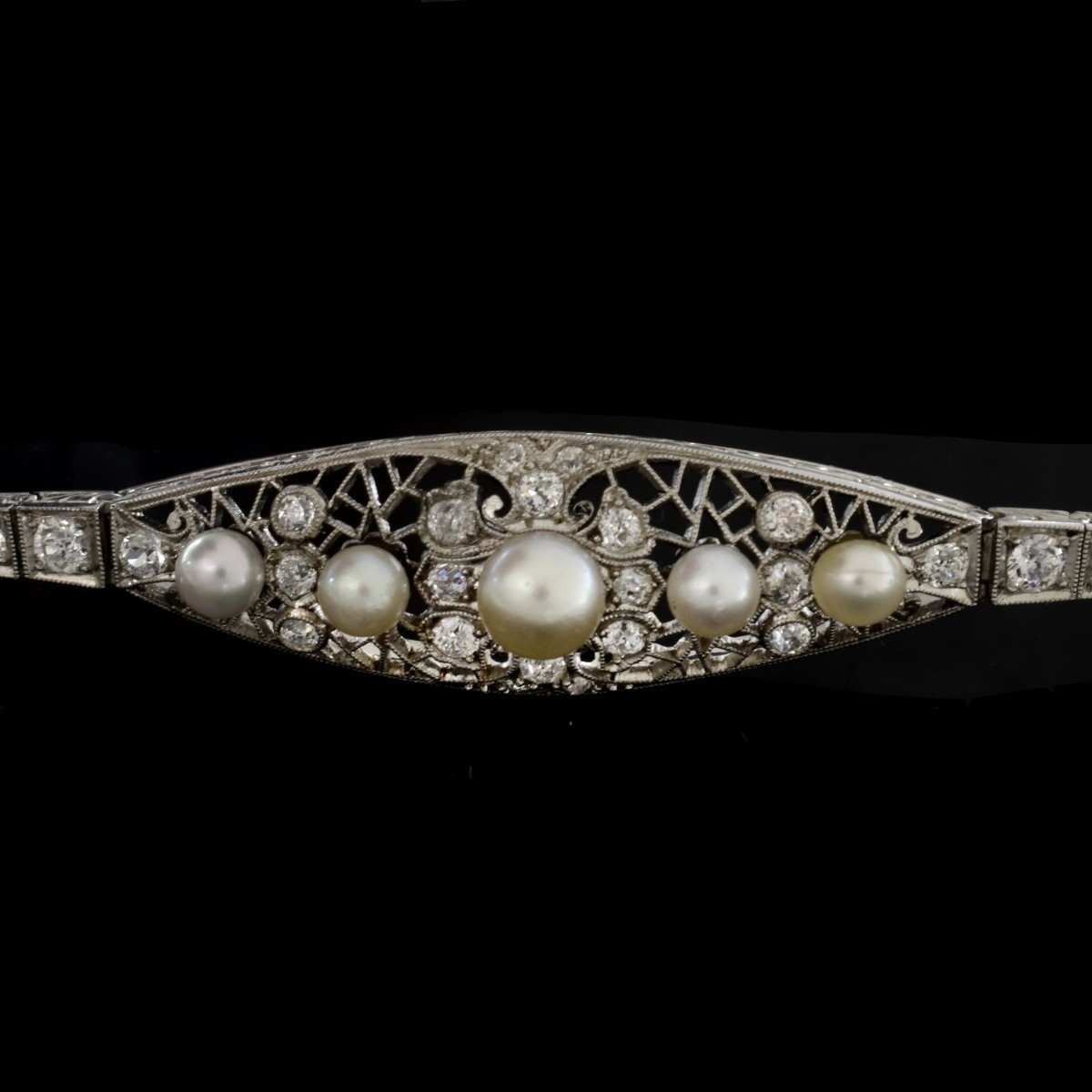 Antique Diamond, Pearl and Platinum Bracelet