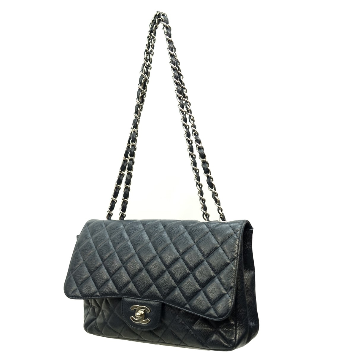 Chanel Jumbo Navy Blue Quilted Purse