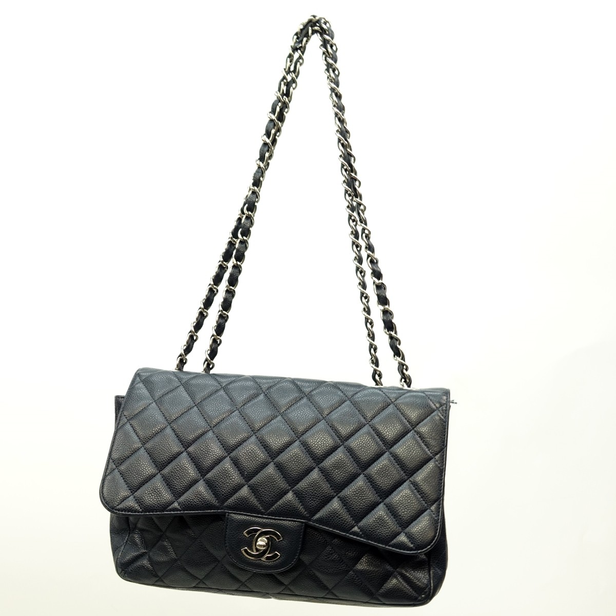 Chanel Jumbo Navy Blue Quilted Purse