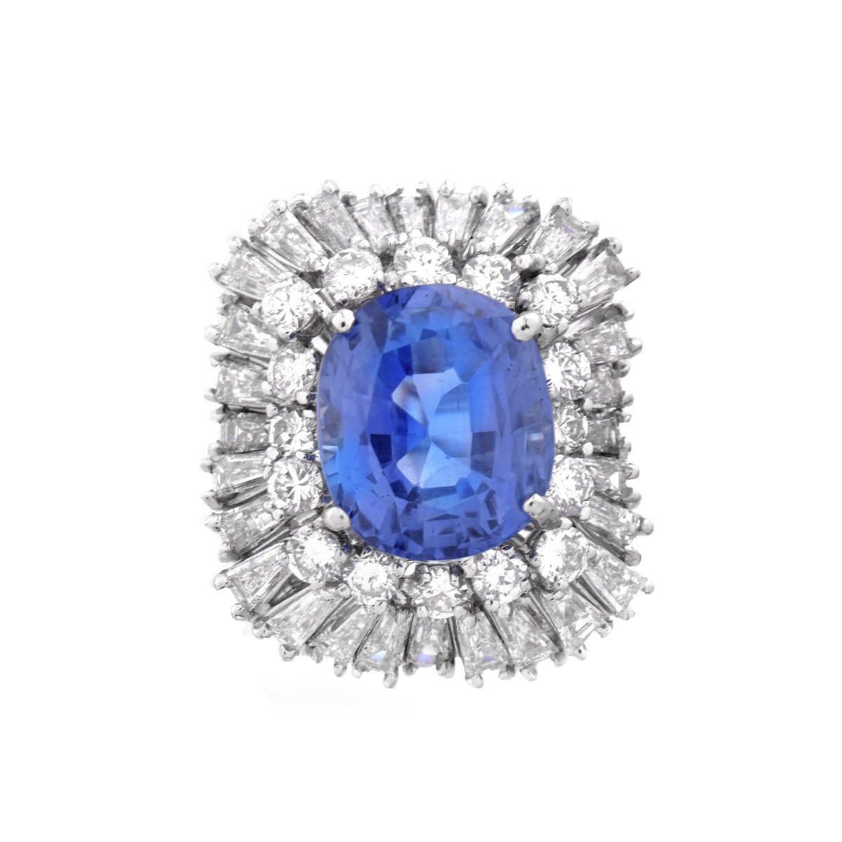 AGL Ceylon Sapphire, Diamond and Platinum Ring