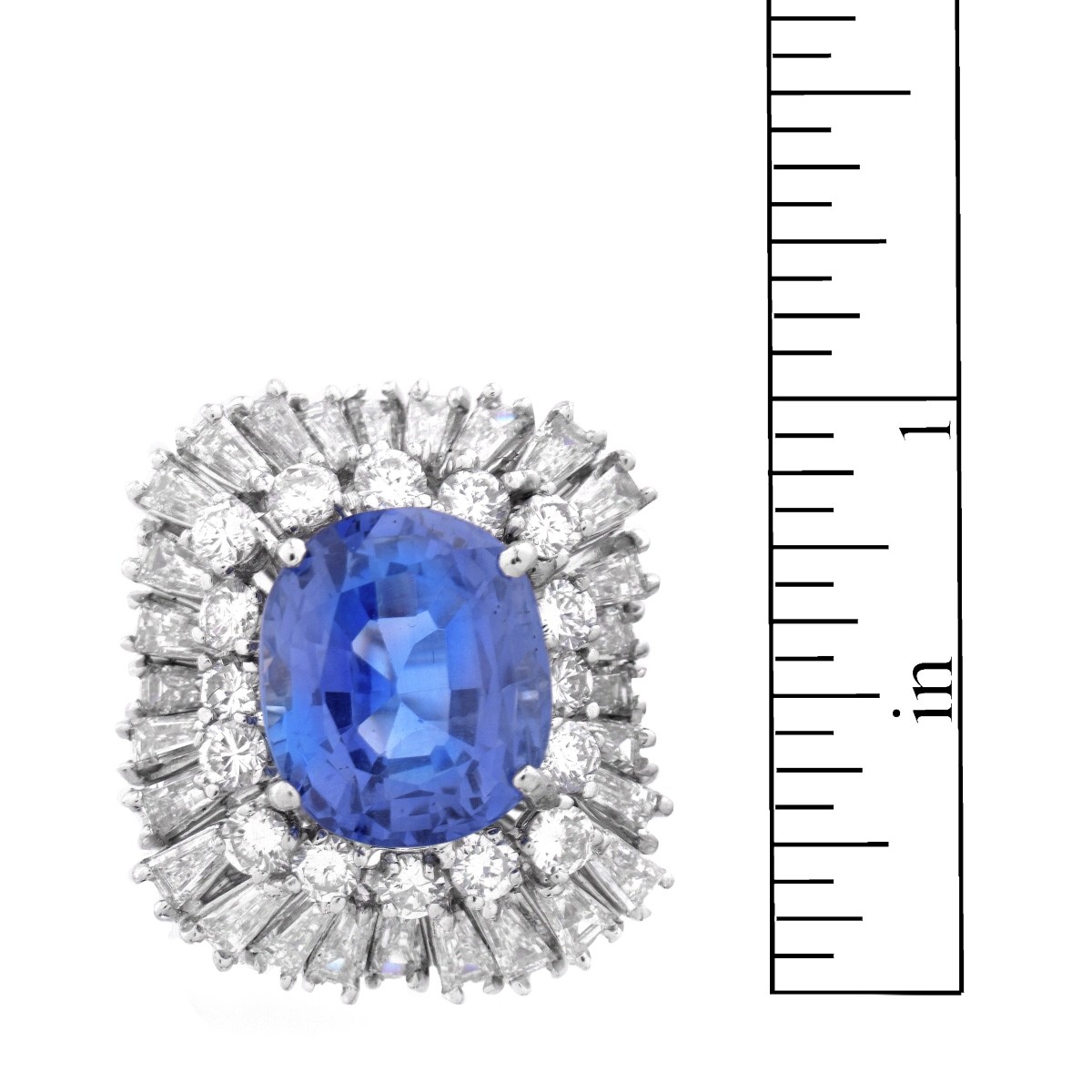 AGL Ceylon Sapphire, Diamond and Platinum Ring