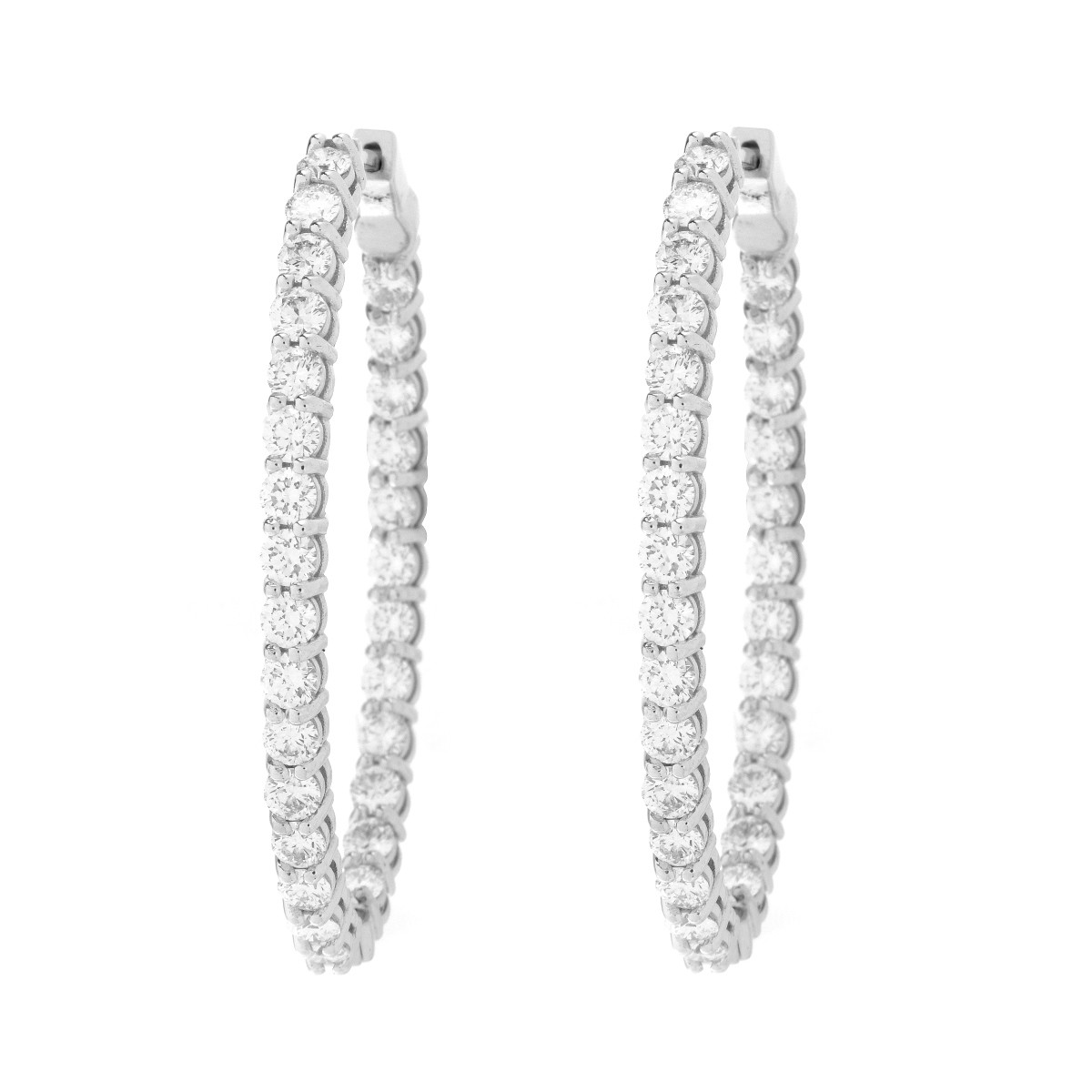 Diamond and 18K Hoop Earrings