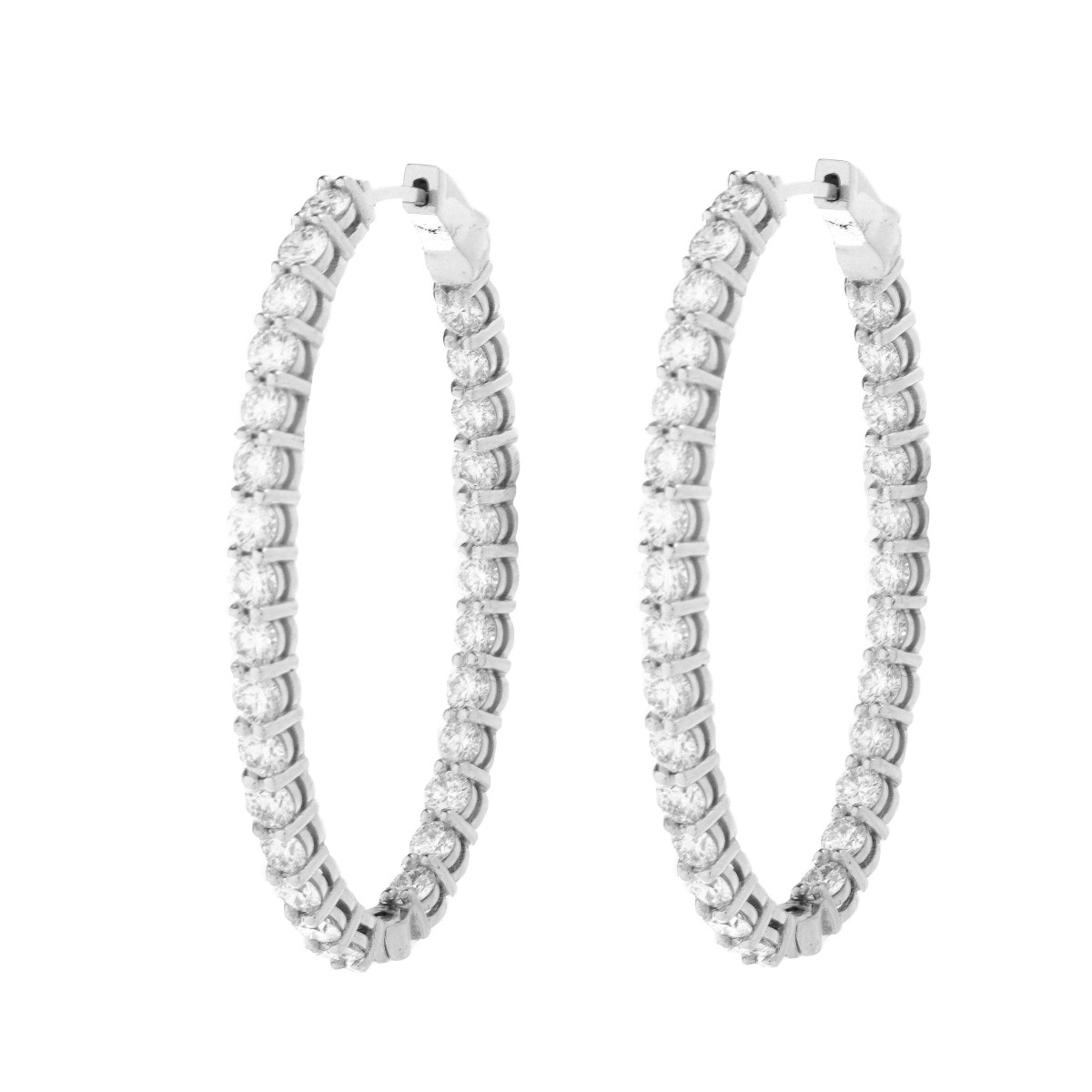 Diamond and 18K Hoop Earrings