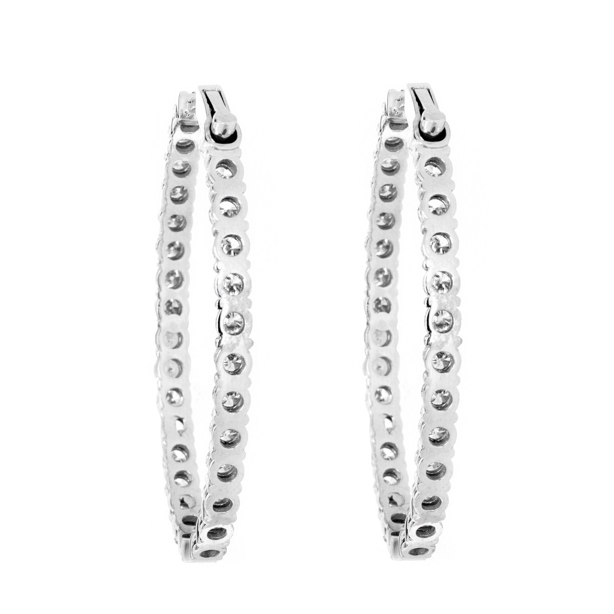 Diamond and 18K Hoop Earrings