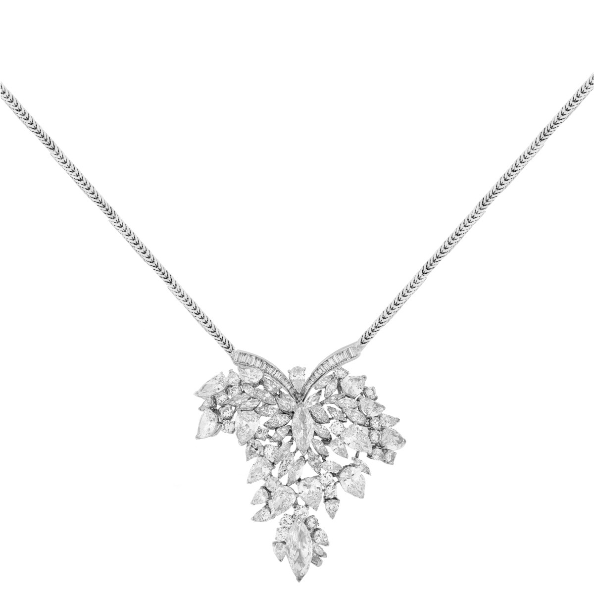 Estate Diamond and Platinum Pendant Necklace